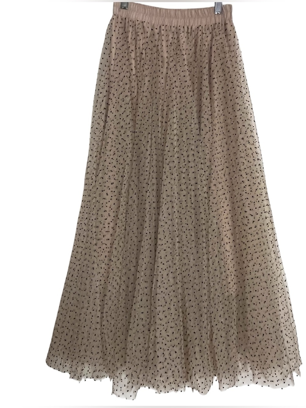 Tulle Polka Dot Skirt Midi Beige and Black Choklate S - Picture 5 of 12
